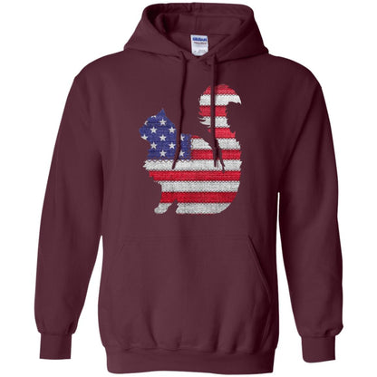 Patriotic Maine Coon American Flag Embroidery T-shirt Maroon