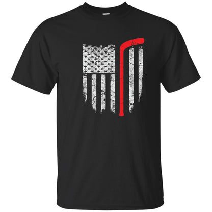 Hockey American Flag Hockey Lover T-shirt Black