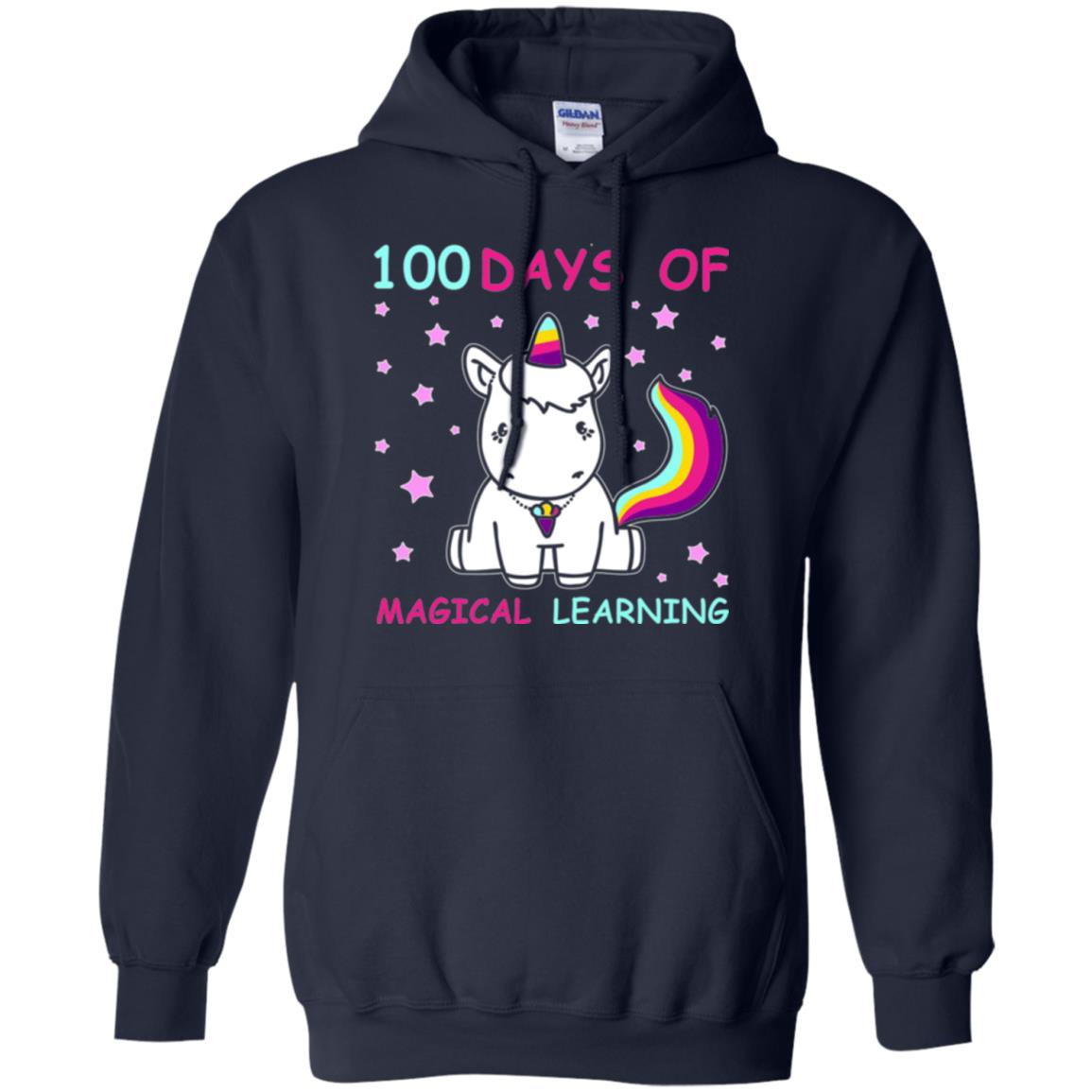 Unicorn Lover T-shirt 100 Days Of Mgical Learning Navy