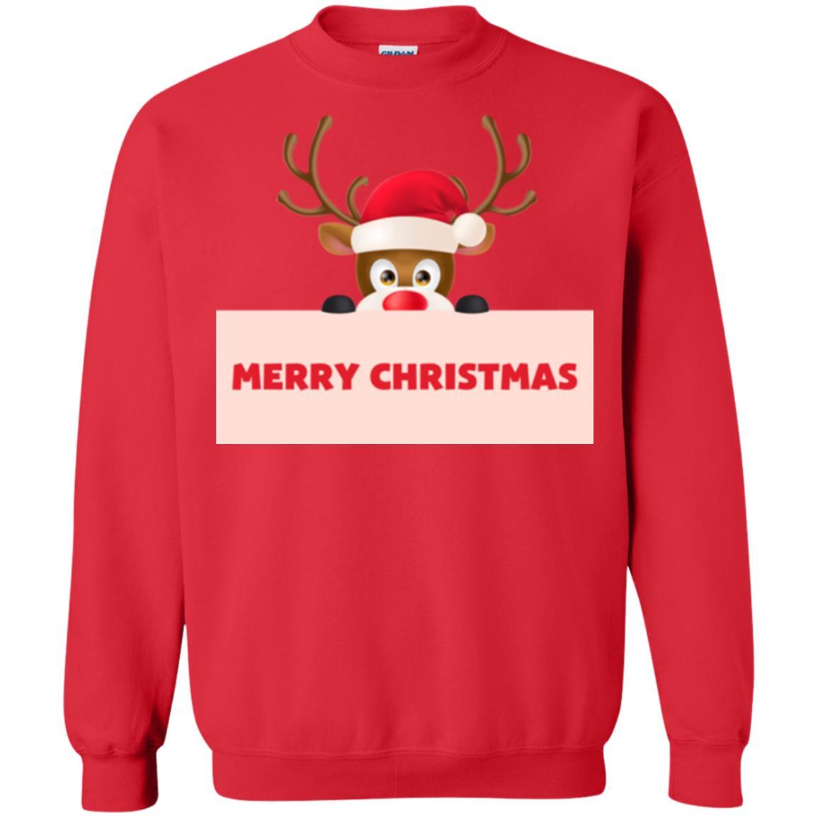 Christmas T-shirt Reindeer Merry Christmas T-shirt Red