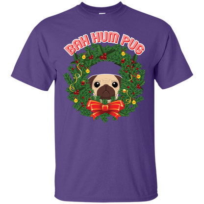 Christmas T-Shirt Bah Hum Pug Purple