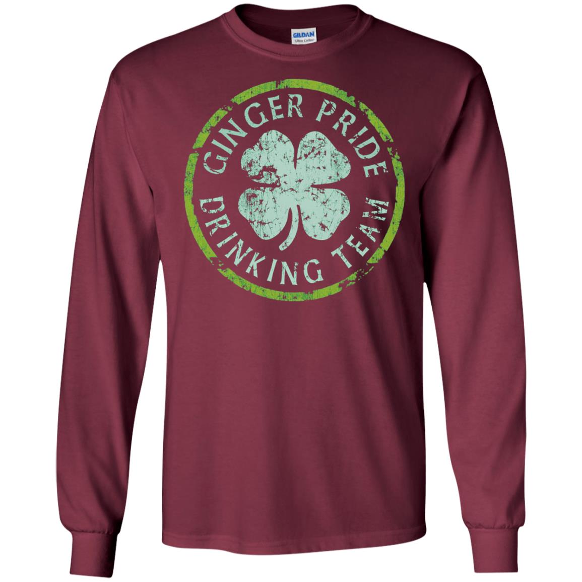 Funny Ginger Pride Drinking Team Irish T-shirt Maroon