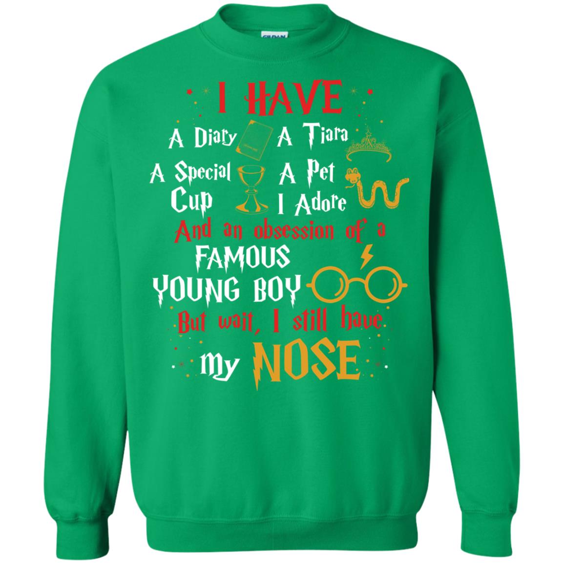 I Have A Diary, A Tiara, A Special Cup, A Pet I Adore And An Obsession Of A Famous Young Boy Harry Potter Fan T-shirt Irish Green