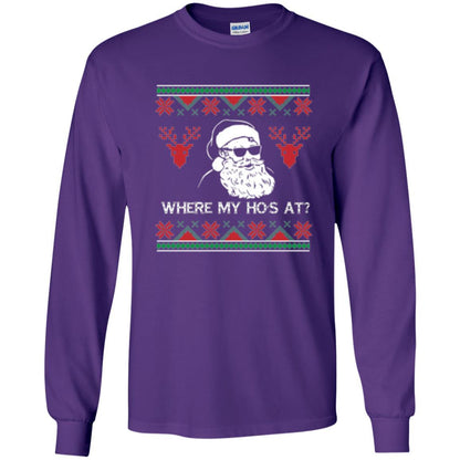 Christmas T-shirt Santa Claus Where My Hos At T-shirt Purple