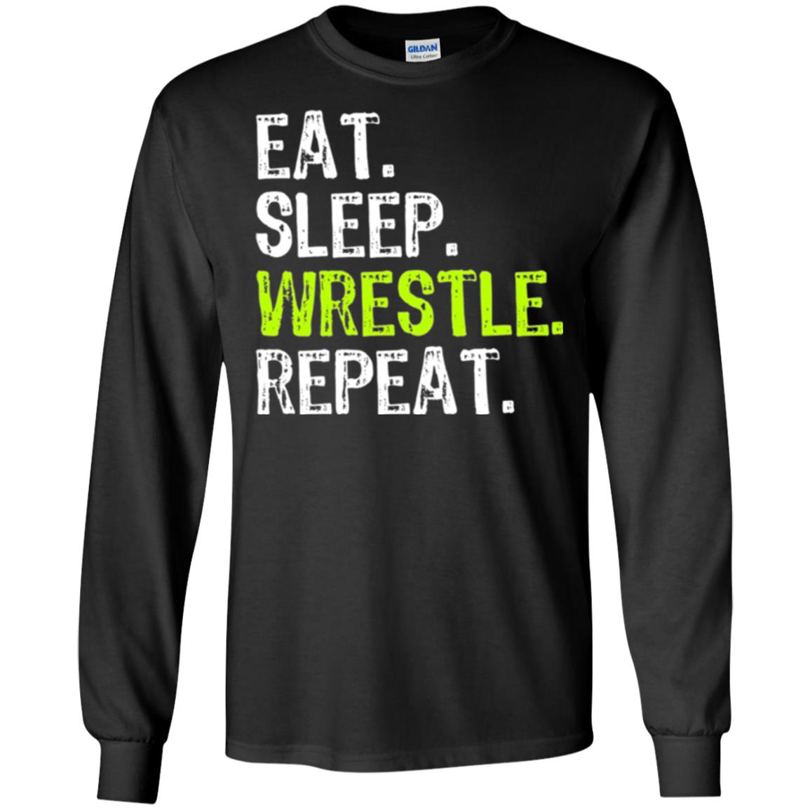 Wrestling T-shirt Eat Sleep Wrestle Repeat Black