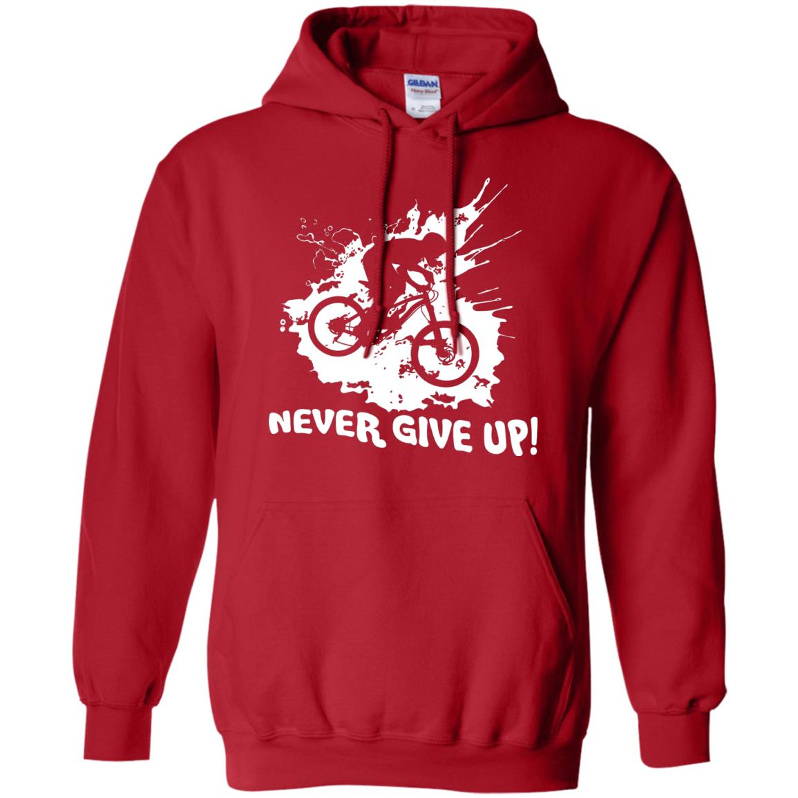 Biker T-shirt Never Give Up Red