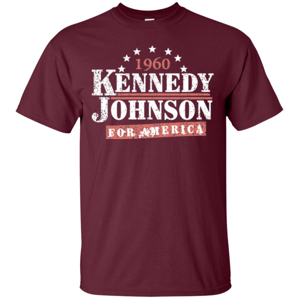 Presidential Campaign T-shirt Vintage Kennedy Johnson 1960 Maroon