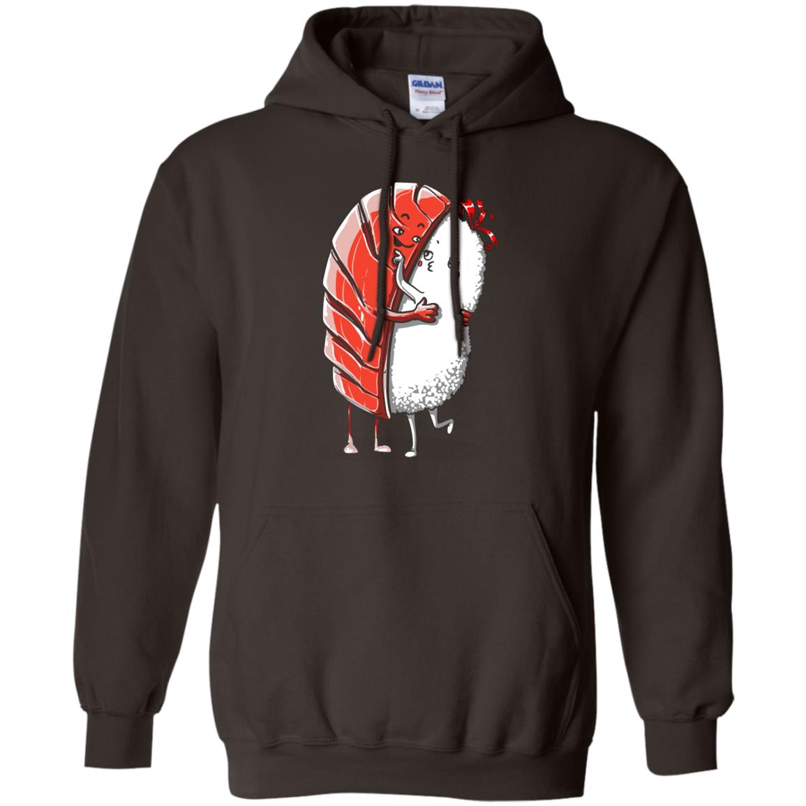 Sushi Lover T-shirt Salmon Sashimi Sushi Hug Love Dark Chocolate