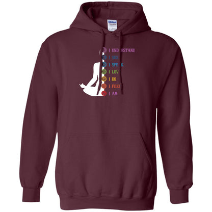 Chakra Meditation Yoga T-shirt I Speak I Love I Do I Feel I Am Maroon