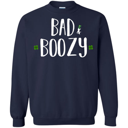 Bad And Boozy Funny Saint Patrick Day T-shirt Navy