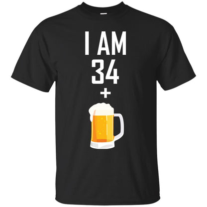 I Am 34 Plus 1 Beer 35th Birthday T-shirt Black