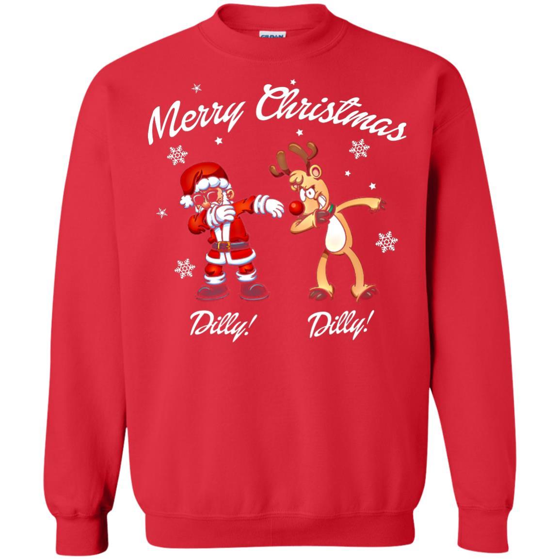 Christmas T-shirt Santa And Reindeer Dilly Dilly