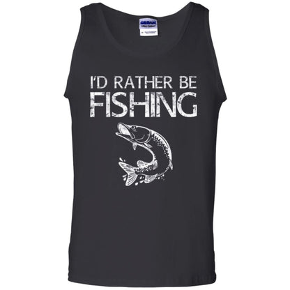 Funny Fisherman T-shirt I_d Rather Be Fishing Black