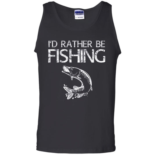 Funny Fisherman T-shirt I_d Rather Be Fishing Black