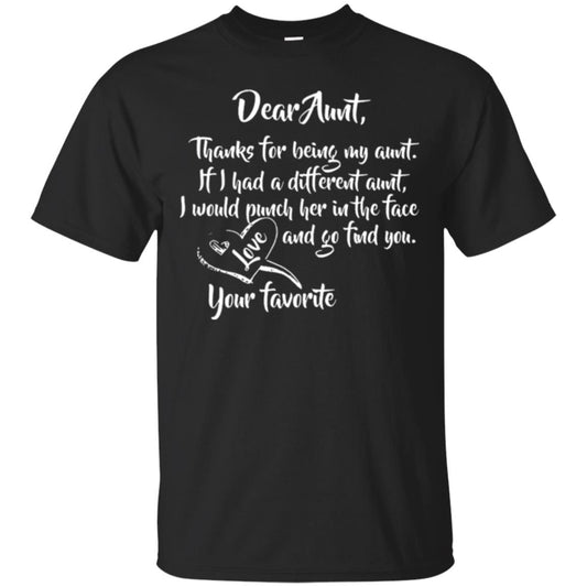 Family T-shirt Dear Aunt Thanks For Being My Aunt Black