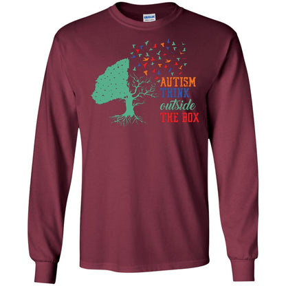 Autism Think Outside The Box Autism Awearness T-shirt Maroon