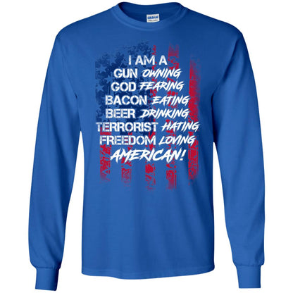 Military T-shirt I Am A Gun Owning God Fearing Bacon Eating Royal