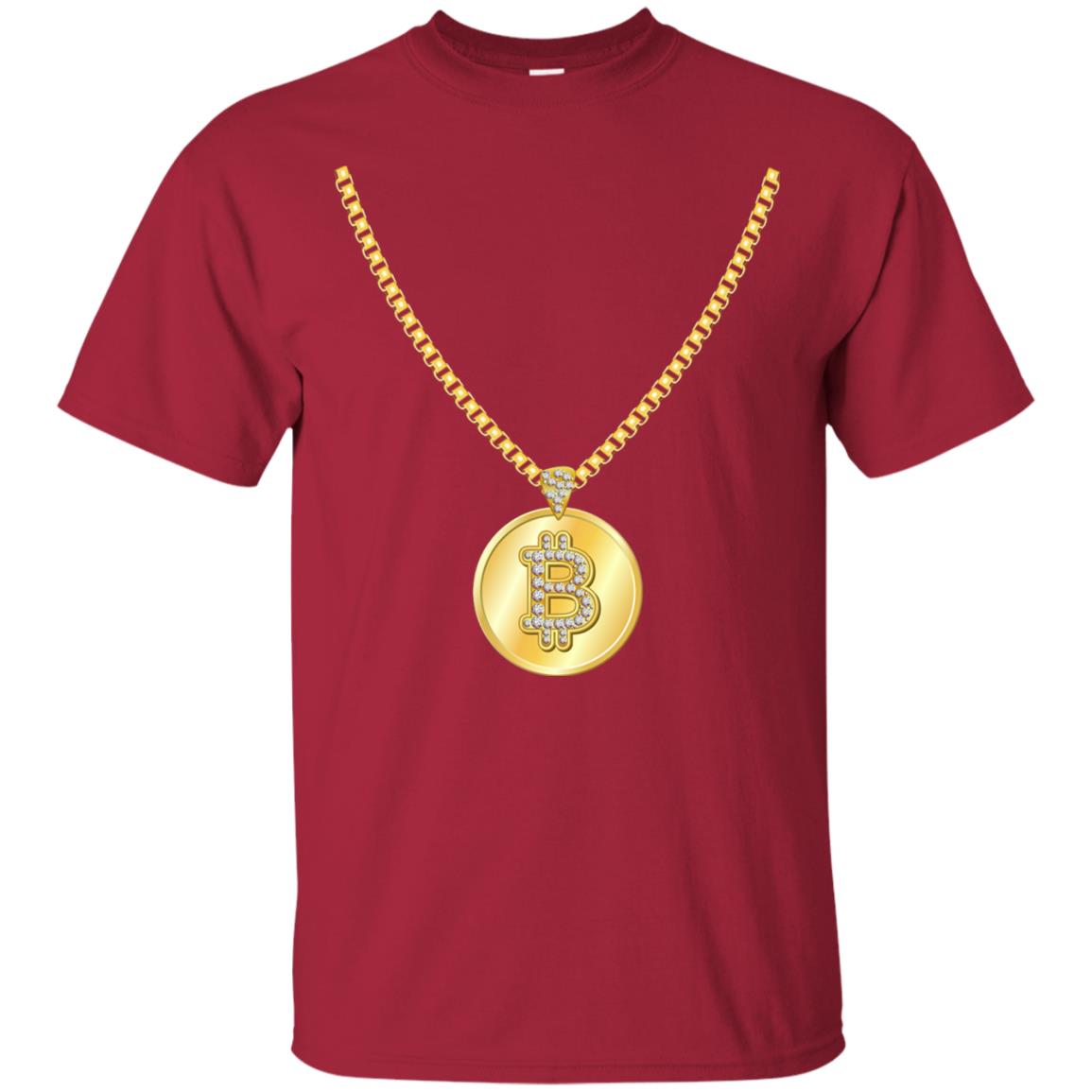 Funny Bitcoin T-shirt Gold Chain Cryptocurrency Necklace Cardinal