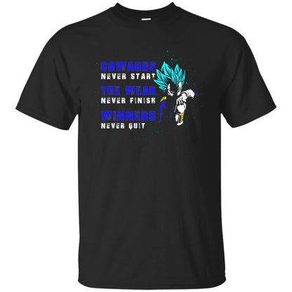 Cowards Never Start The Weak Never Finish Comic T-shirt Black