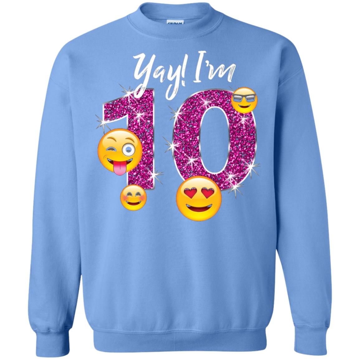 Funny Emoji Birthday 10th Birthday T-shirt Carolina Blue