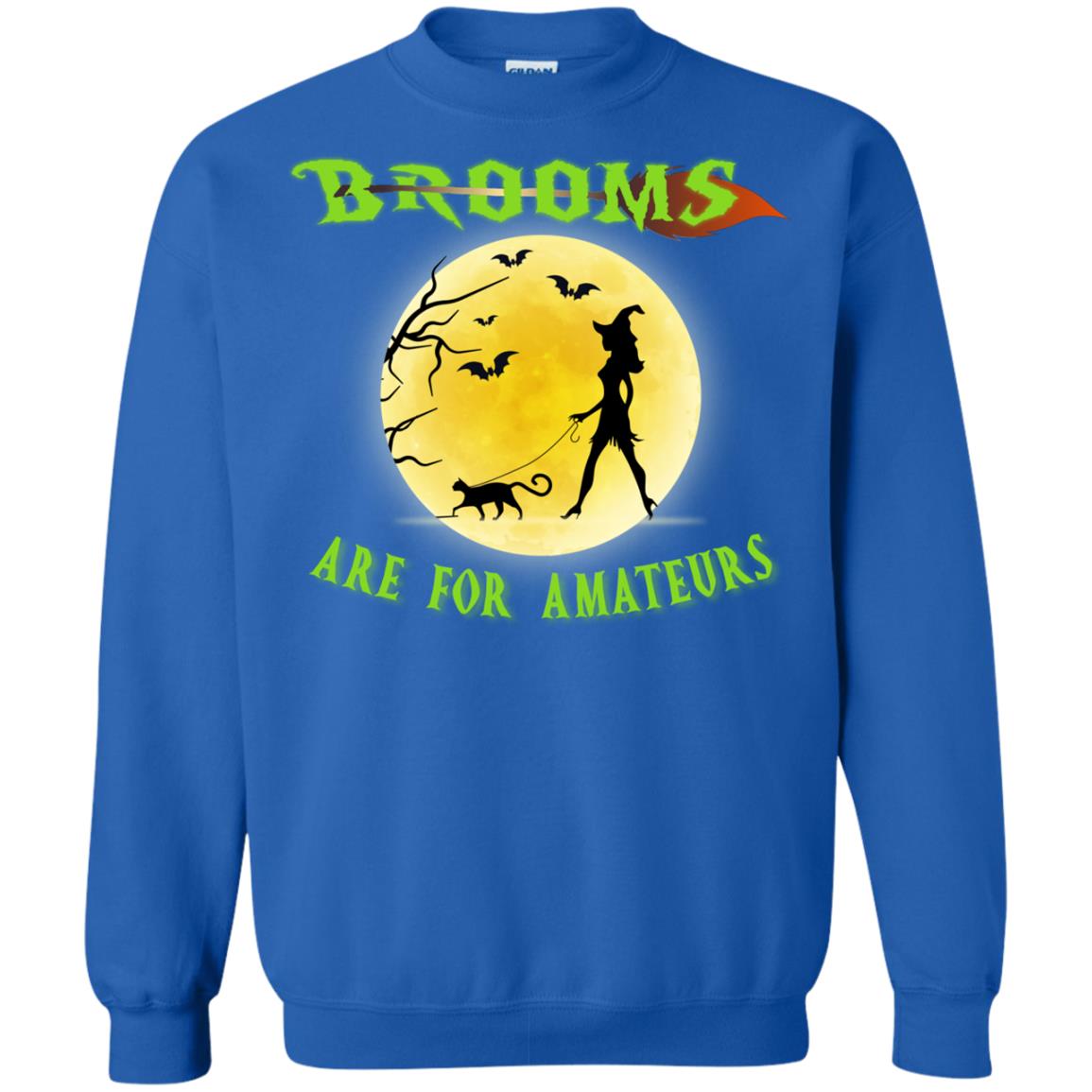 Brooms Are For Amateurs Witches Walk With Cat Funny Halloween Shirt Royal