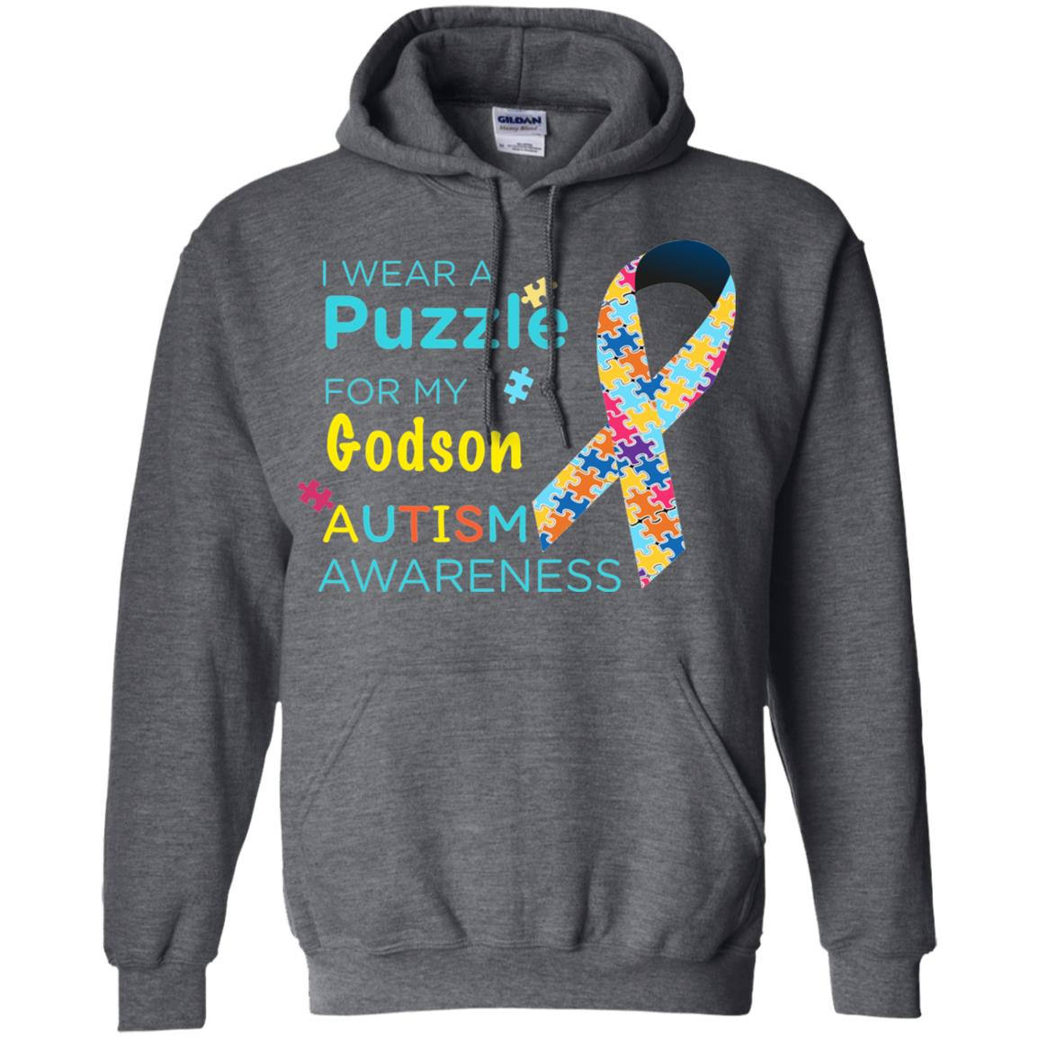 I Wear Puzzle For My Godson Autism Awareness Shirt Dark Heather