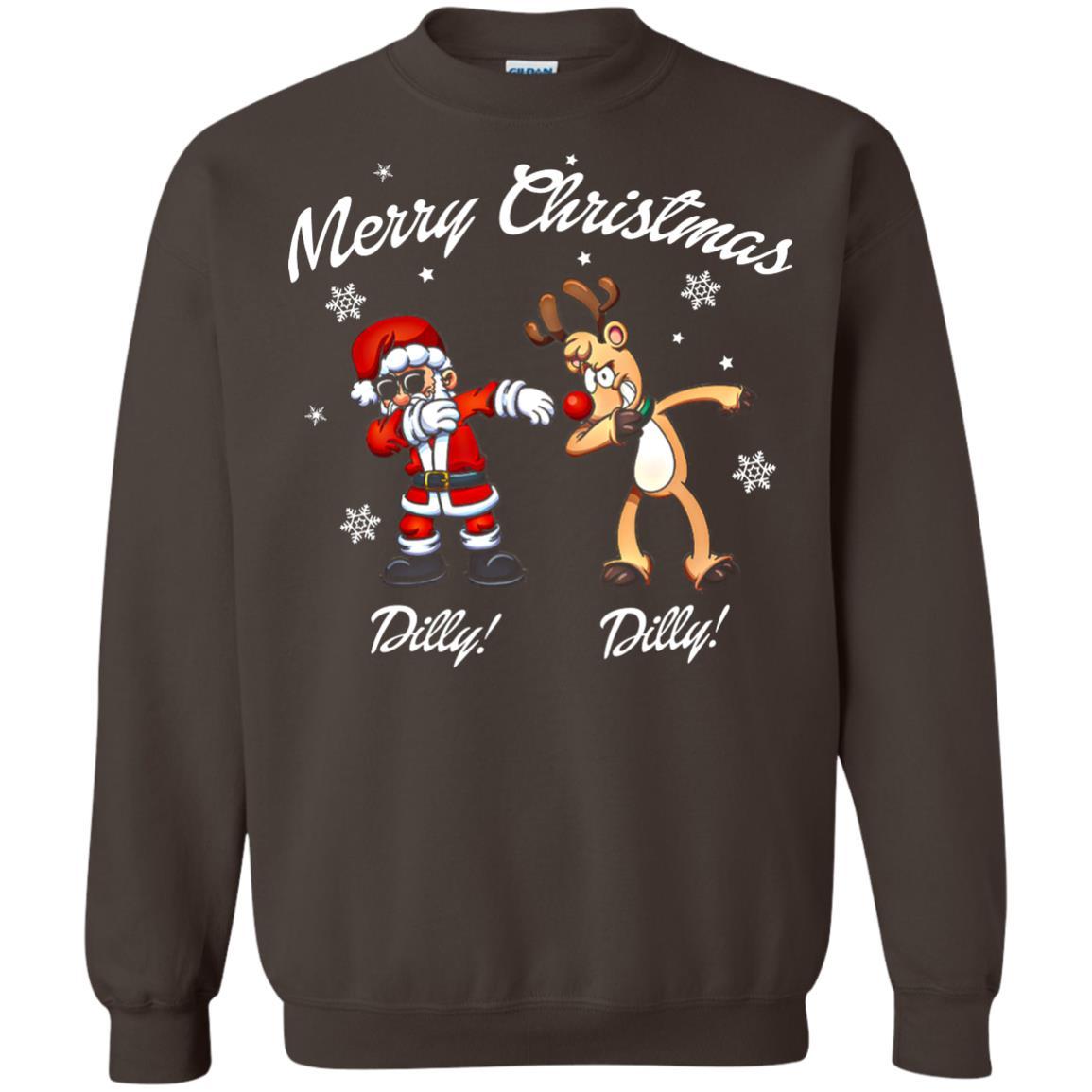 Christmas T-shirt Santa And Reindeer Dilly Dilly