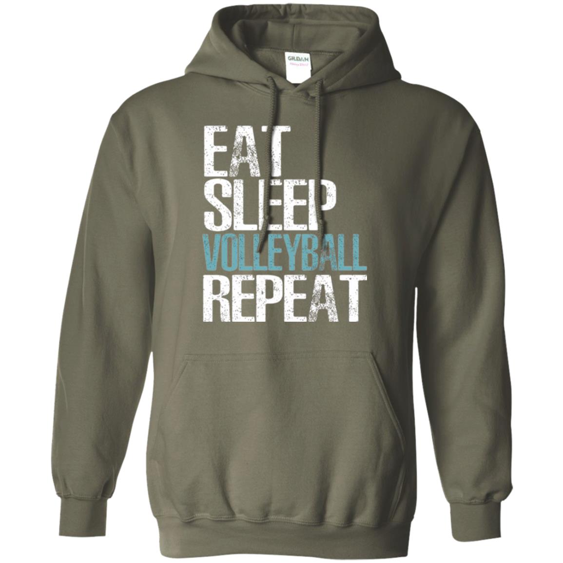 Volleyball T-shirt Eat Sleep Volleyball Repeat Military Green