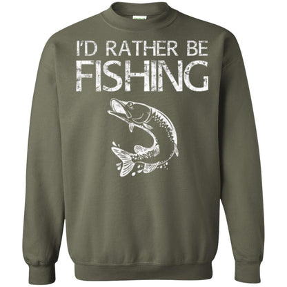 Fisherman T-shirt I'd Rather Be Fishing Military Green
