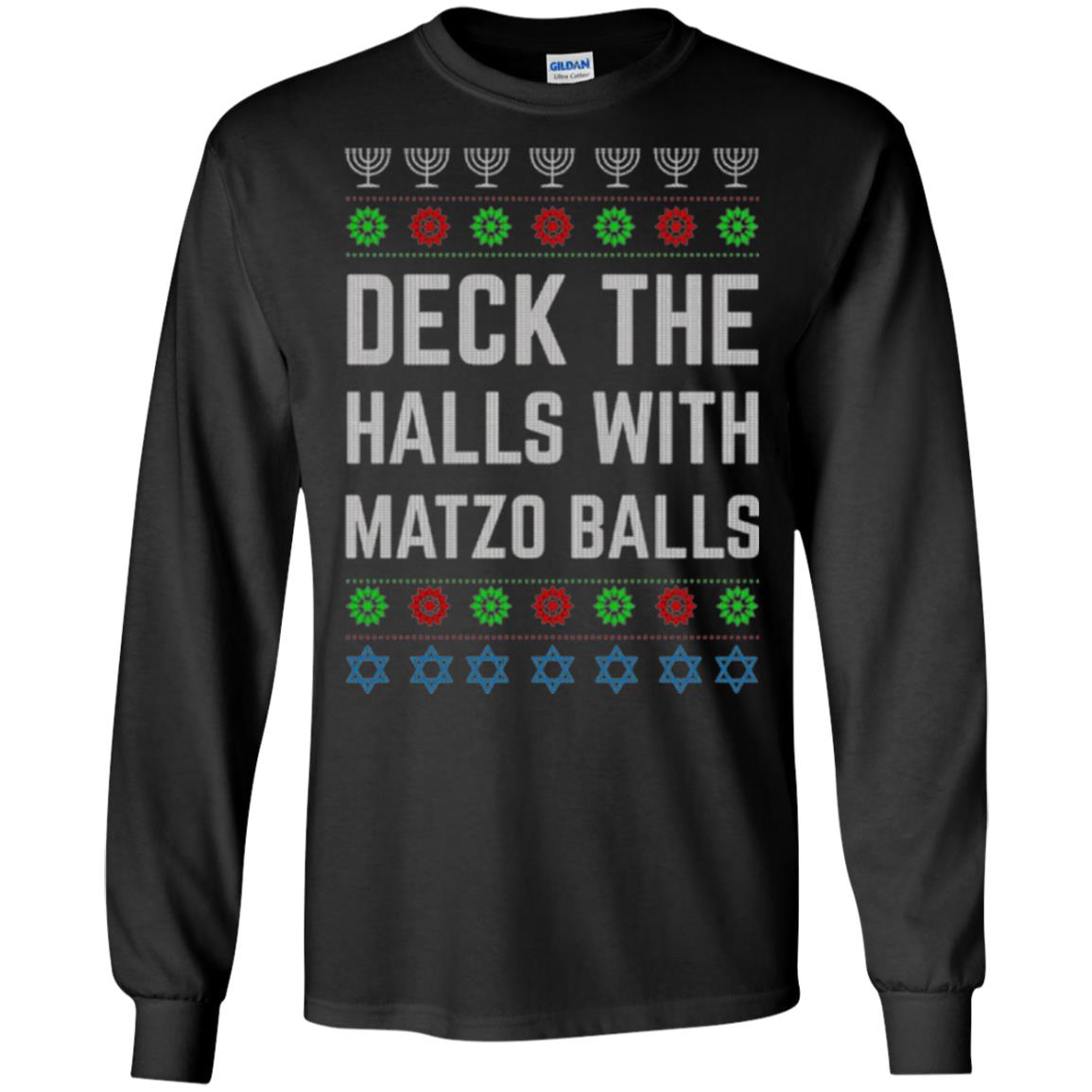 Christmas T-shirt Deck The Halls With Matzo Balls Black