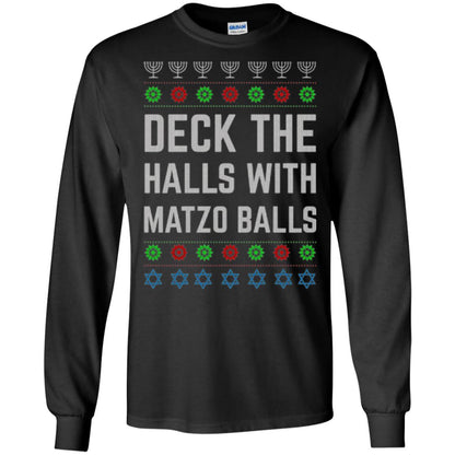 Christmas T-shirt Deck The Halls With Matzo Balls Black
