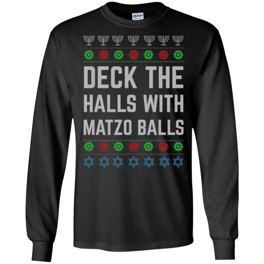 Christmas T-shirt Deck The Halls With Matzo Balls Black
