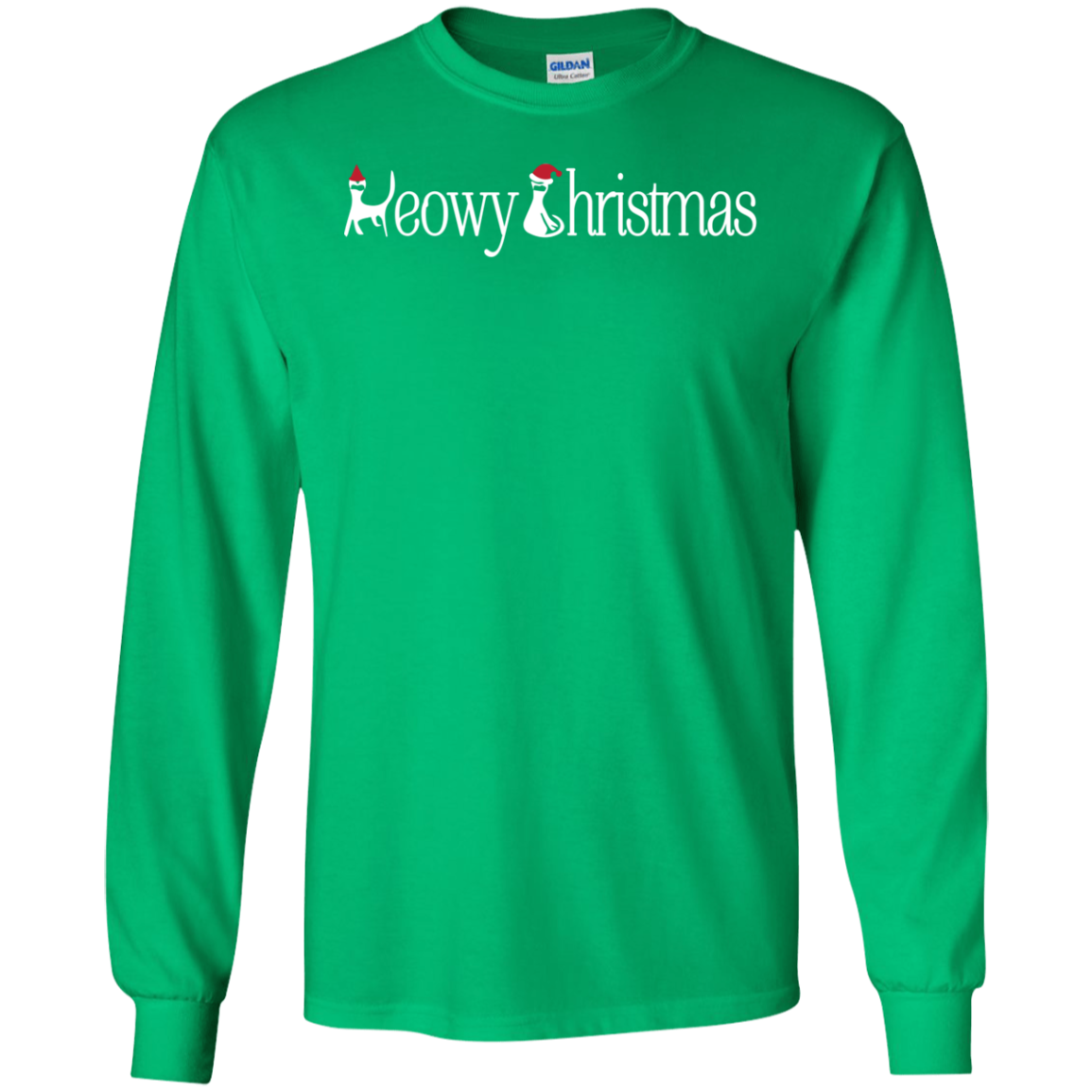 Christmas T-shirt Meowy Christmas Irish Green