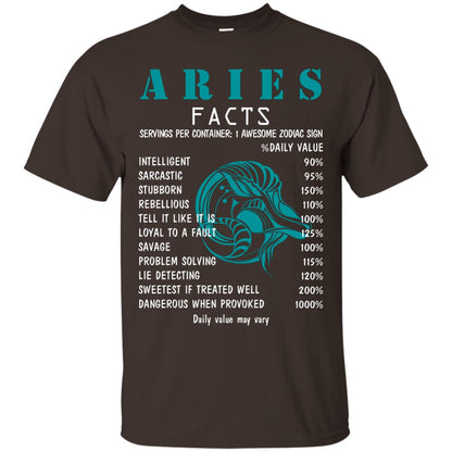 Aries Facts 1 Awesome Zodiac Sign Gift Shirt For Aries Horoscope Dark Chocolate
