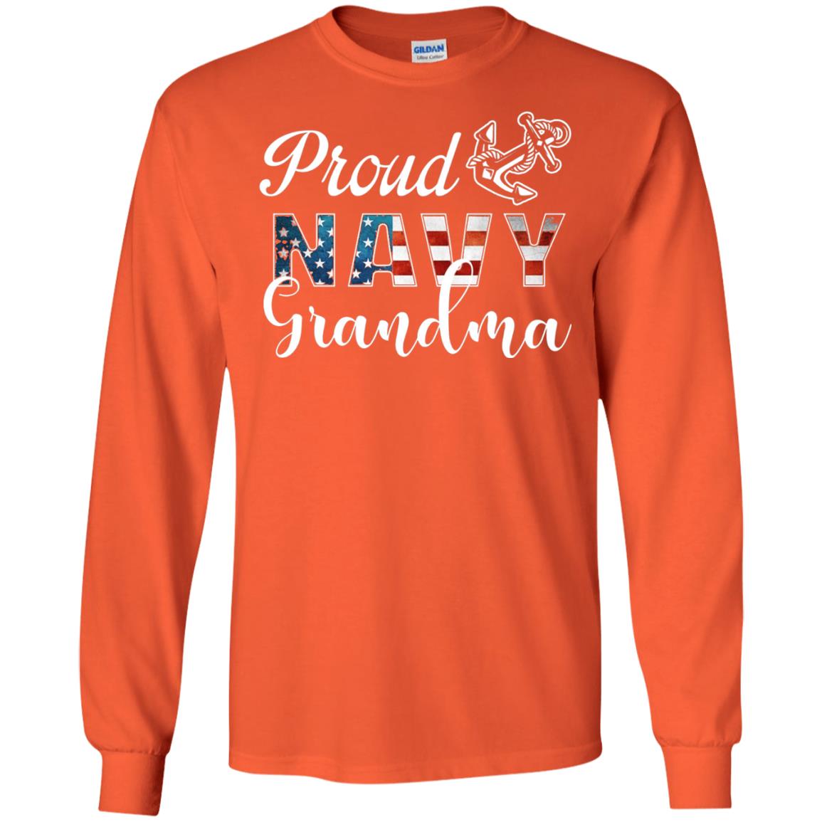 Proud Navy Grandma Military Mama Shirt Orange