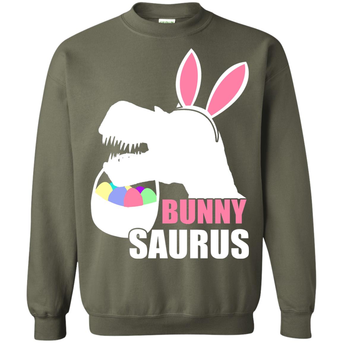 Bunnysaurus Easter Dinosaur Lover Shirt Military Green