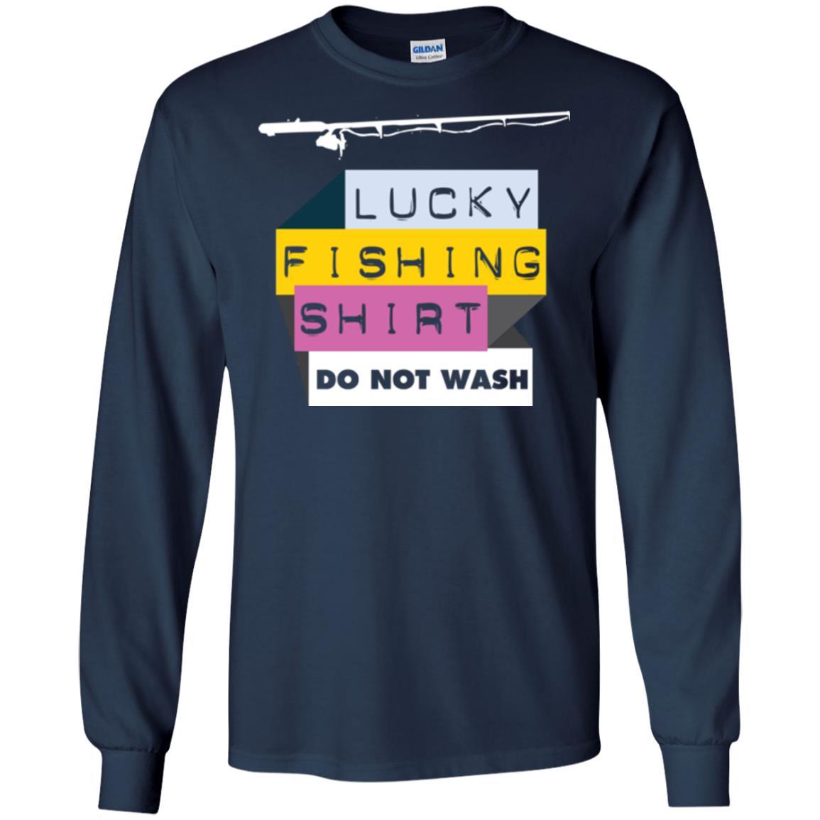 Fisherman T-shirt Lucky Fishing Shirt Do Not Wash Navy