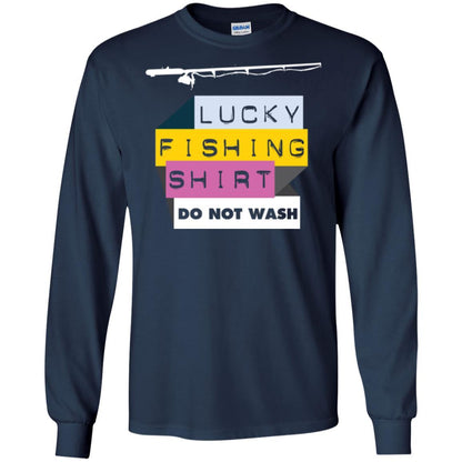 Fisherman T-shirt Lucky Fishing Shirt Do Not Wash Navy