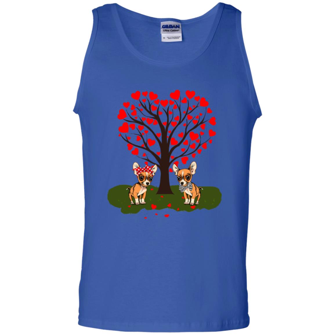 Valentine Chihuahua Couple Heart Tree Shirt Royal