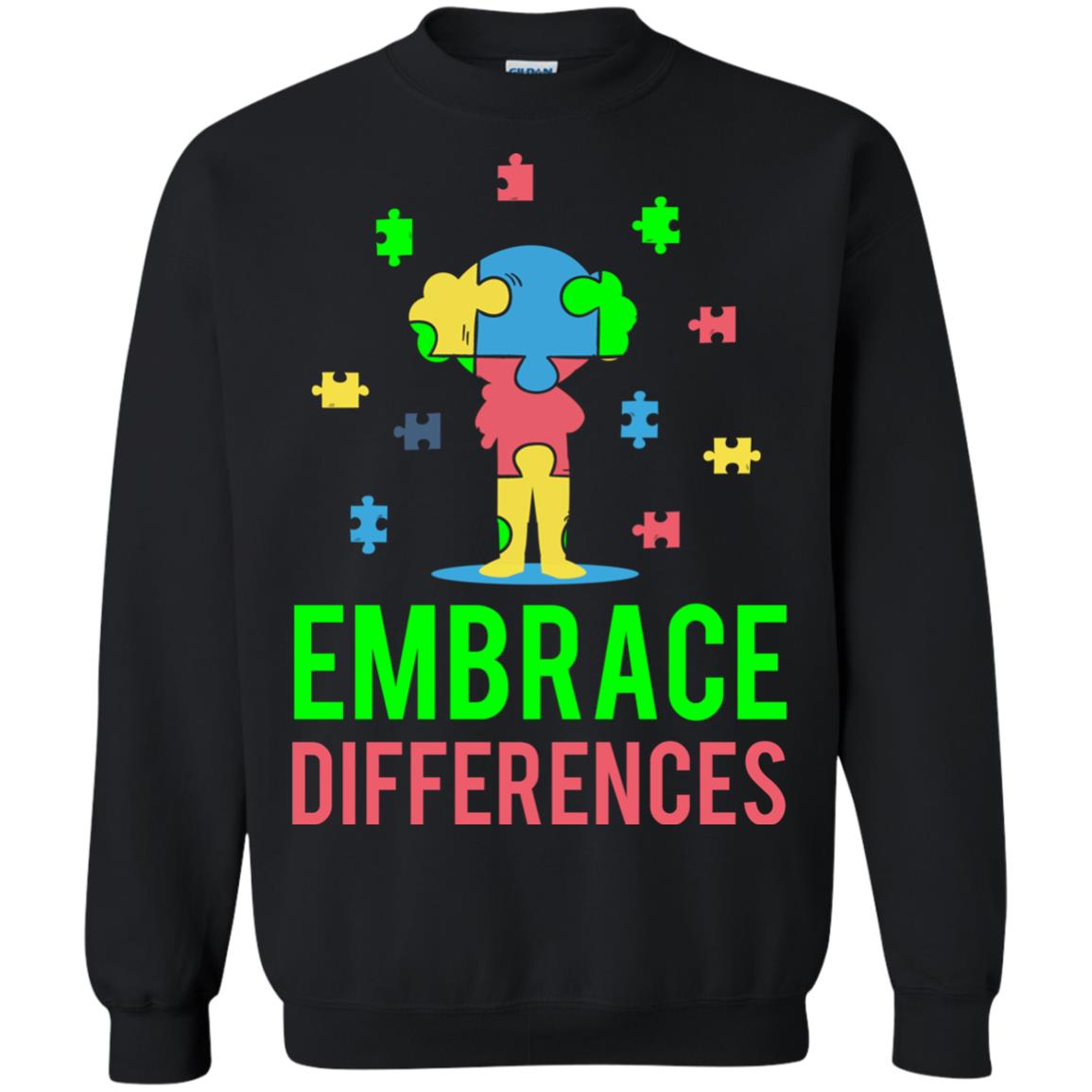 Autism Awareness T-shirt Embrace Differences Black