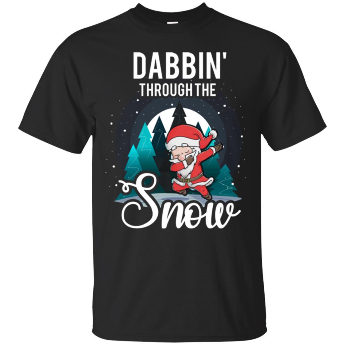 Christmas T-shirt Santa Claus Dabbing Through The Snow Black