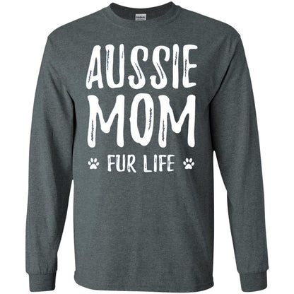 Aussie Mom Fur Life T-shirt Dark Heather