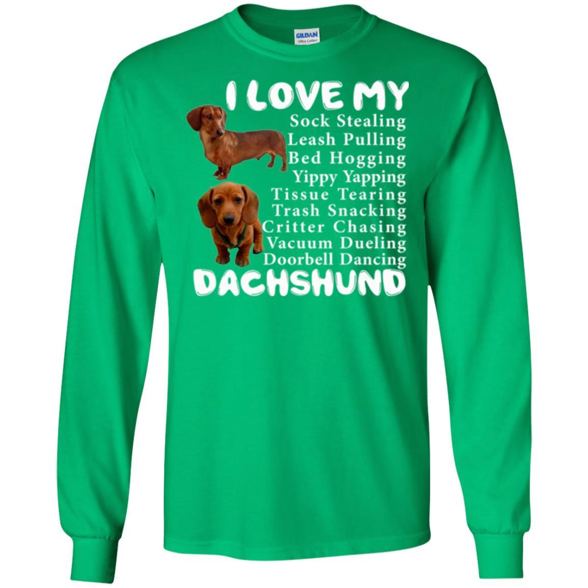 Dachshund T-shirt Sock Stealing Bed Hogging Irish Green