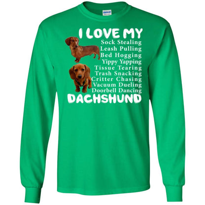Dachshund T-shirt Sock Stealing Bed Hogging Irish Green