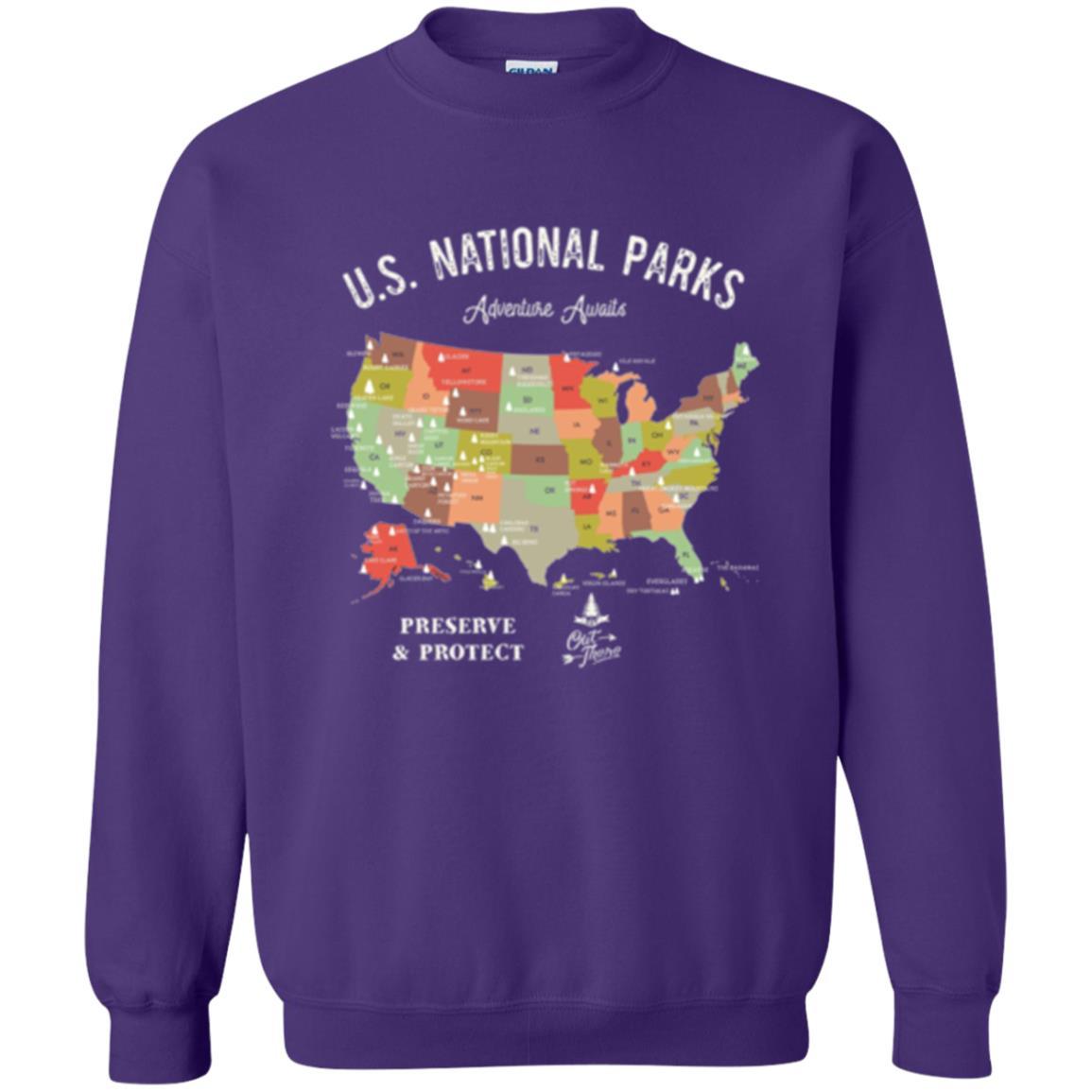 Hiking Camping T-shirt National Park Map Vintage T-shirt Purple