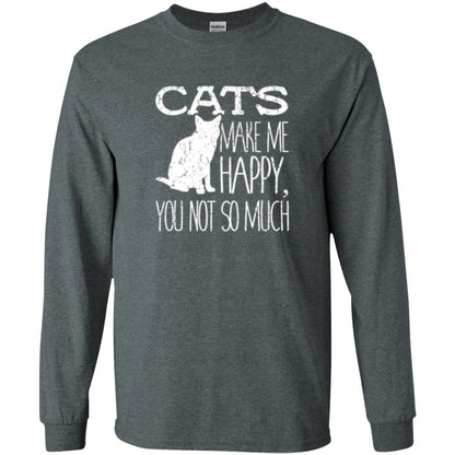Cat Lover T-shirt Cats Make Me Happy You Not So Much Dark Heather