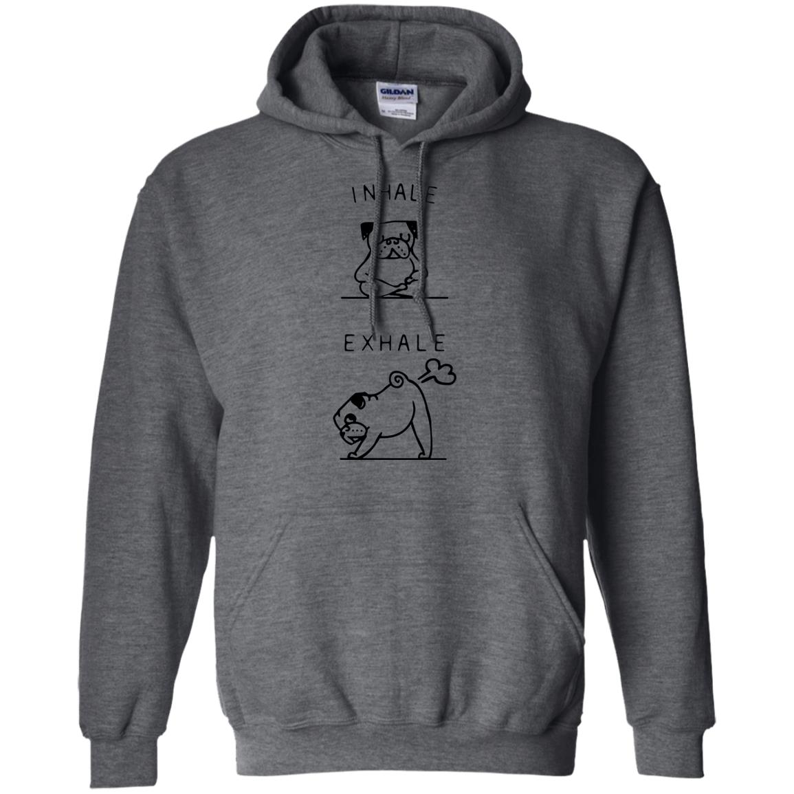 Huebucket T-shirt Inhale Exhale Pug T-shirt Dark Heather