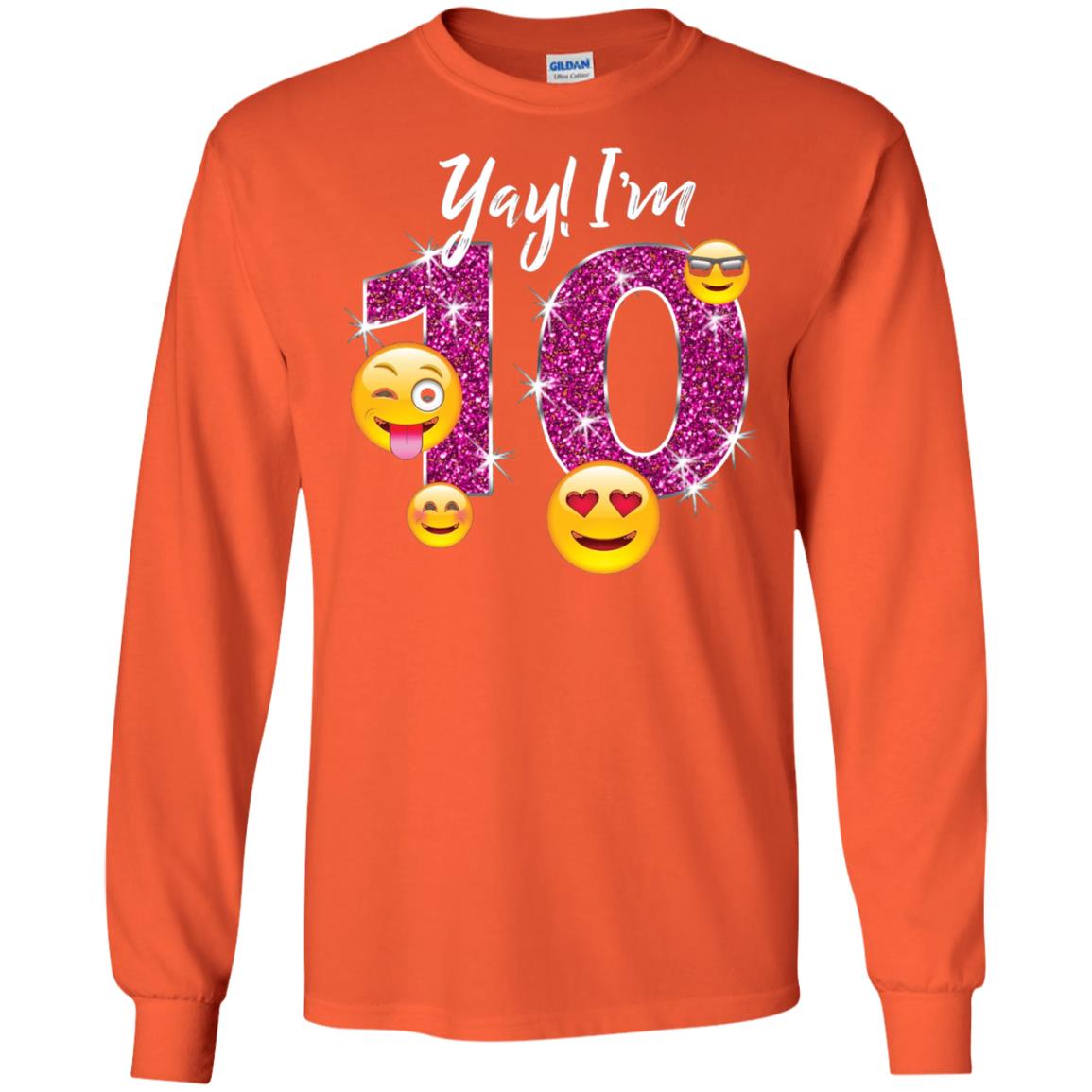 Funny Emoji Birthday 10th Birthday T-shirt Orange