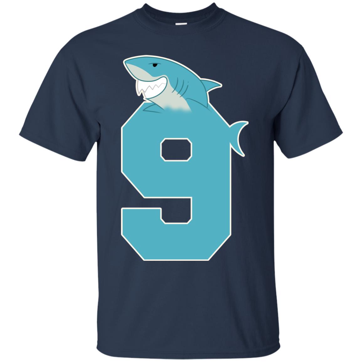 9th Birthday Shark Party Shirt Navy