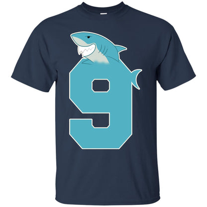 9th Birthday Shark Party Shirt Navy